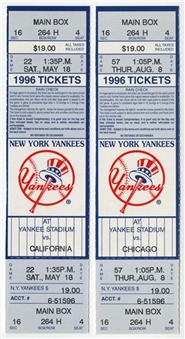 Lot of (2) 1996 NY Yankees Full Tickets - Riveras Career Saves 2 & 3